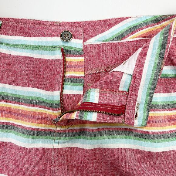 Old Navy Striped Linen Blend Skirt‎ Womens Size 12 Red Multicolor Coastal Resort - Picture 5 of 12